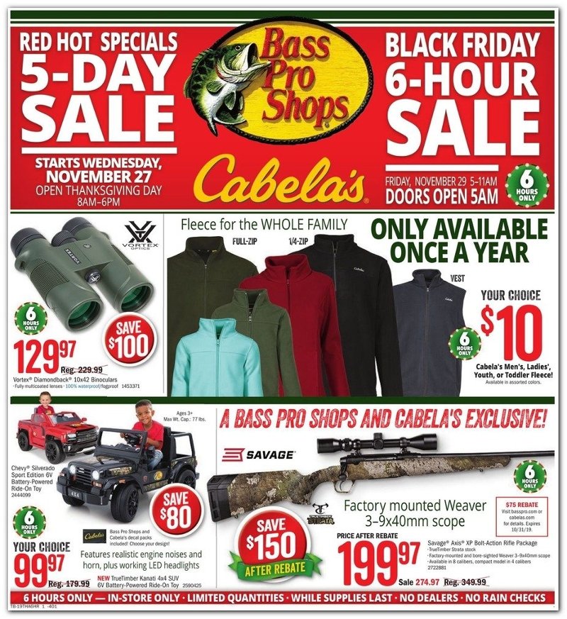 Bass Pro Shops and Cabela's Black Friday 2019 Page 1